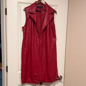 Bagatelle Red Sleeveless Leather Vest